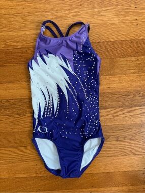 Ozone Kids Purple Crystal-Accent One-Piece gymnastics leotard